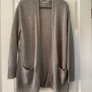 Halogen Grey Cardigan with sparkle detail and pockets pL